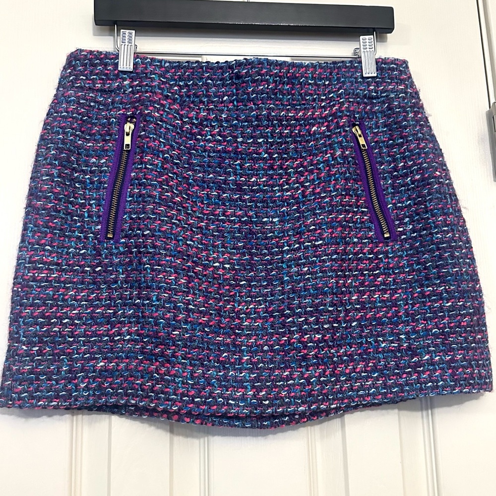 ❗️ J Crew Purple Blue Pink Mini Tweed Skirt Size 10
